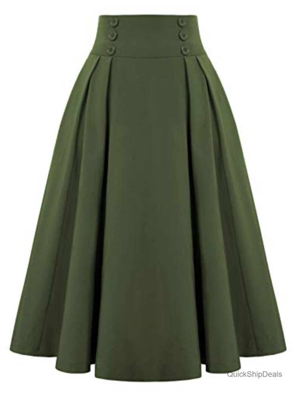 Women's Midi Pleated A-Line Skirt with Pockets High Waist